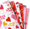 12st Valentinstag Geschenkpapier, 6 Stile Rot Rosa Liebes Herz Geschenkpapier Süße Valentinsgrüße Geschenkpapier Recycelbar für Jahrestag Hochzeit Geburtstag Babyparty Geschenkverpackung