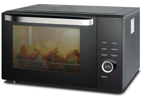 SMETA Four à Micro-ondes 34L Combiné Micro-ondes 1000W, Gril 2400W, Air Chaud 2400W, 10 Menus Automatiques, 6 Niveaux de Puissance, Fonction Combi, Fonction ECO et Désodorisation, Noir