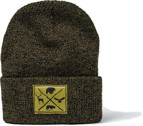 Outdoor Strickmütze Herren & Damen : Waldtiere - Geschenk für Natur-Freund Jäger-Mütze - Beanie Männer Frauen Mütze Wintermütze Wald Natur Klettern Holz Klima Outdoor Wandern (Antique Moss Green)