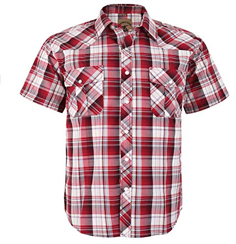 Dctop Chemise Western Courte pour Homme, Boutons nacrés, Poches Poitrine, col boutonné, Infroissable et Facile d’Entretien, Coupe Regular, modèle décontracté d’été