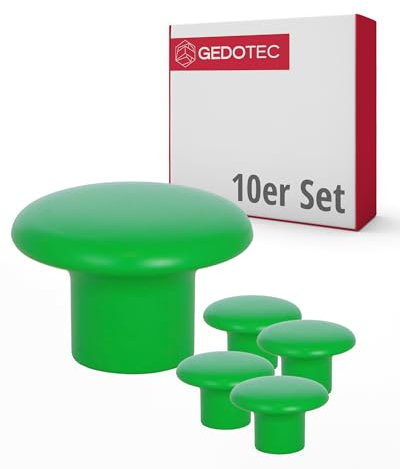Gedotec Möbelknöpfe für Kinderzimmer | Durchmesser 32 mm | Farbe Grün | 10 Stück | Möbelgriffe Kunststoff | COLOUR | Schrankknöpfe bunt | Möbelknauf Kinder | moderne Griffe Möbel | Schrankknauf