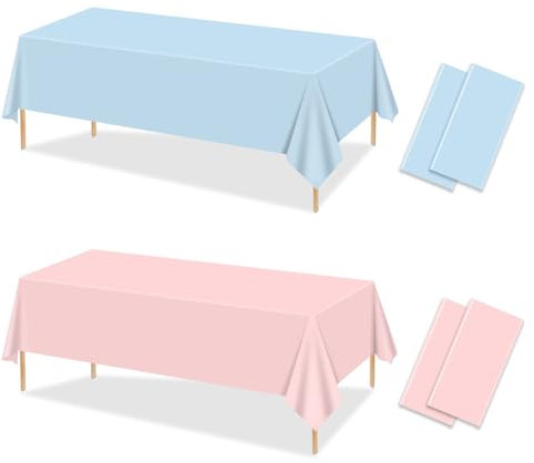 4Pcs Geschlecht Reveal Tischdecken - Geschlecht Reveal Tischdekorationen Rechteckige rosa und Blaue Tischdecke für Geschlecht Reveal Dekorationen, Junge oder Mädchen Geschlecht Reveal Party Zubehör