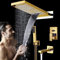 Luxus Goldene In Wand Dusche Armaturen Set Regen Wasserfall Dusche Kopf Mischbatterie ABS Handbrause Badewanne Auslauf Bad Dusche