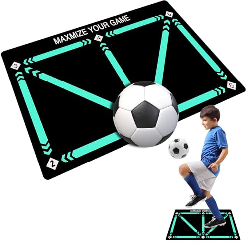 POFIBO Fußballmatte - Fussballmatte Training 60 X 90cm, Rutschfeste Stoßdämpfende Trainingsmatte, Fussball Trainingszubehör, Fußball-Fußmatte