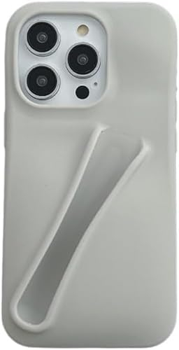 HABETI Lipgloss Handyhülle für iPhone 13 14 15 Pro Max mit Lippenbalsam, Lippenstift Clip, Liquid Silikon und Handy Lanyard Spacer in Grau