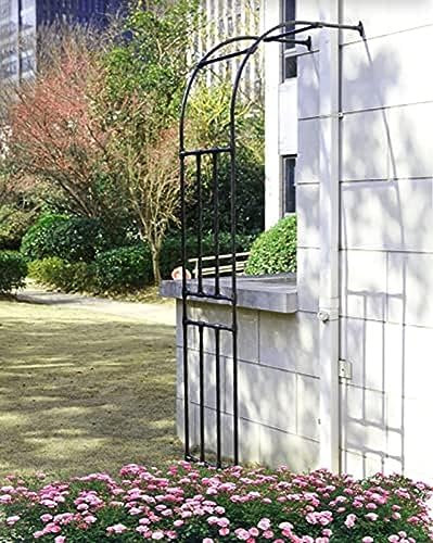 An der Wand montierter Gartenbogen, halbe Spalierlaube, Stahlrahmen für Rosen, Ranken, Halbrunder, robuster Rosenbogen,90x240cm
