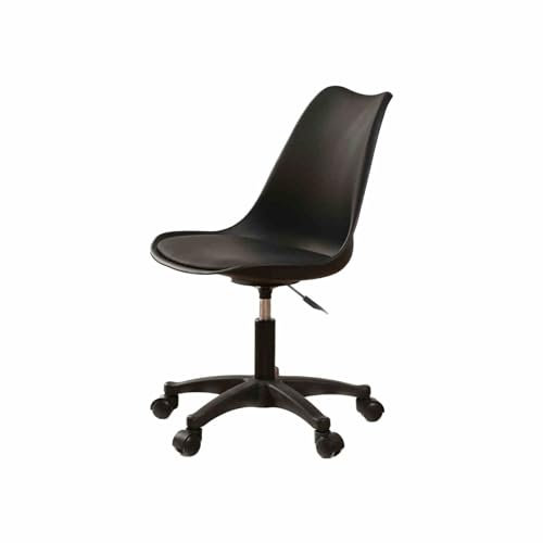 CVNIMV Moderner, höhenverstellbarer, schwarzer Bürostuhl aus PP mit Rollen – ergonomischer Drehstuhl aus Kunststoff für das Homeoffice, Wohnzimmer, Schlafzimmer, Esszimmer, Hotel, Kranken
