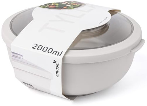 Amuse Tylla Schüssel 2000ml I luftdichte Frischhaltedosen mit Deckel als Salatschüssel I für Meal Prep und Snacks I BPA-freie Vorratsdosen für Kinder und Erwachsene I spülmaschinengeeignet I Oat