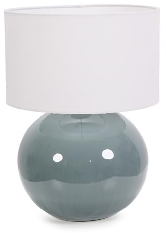 ValueLights | Eucalyptus Ceramic Table Lamp with White Fabric Drum Lampshade Living Room Bedside Light | Table Lamps, Home Décor & Improvement Essential | Included LED Bulb