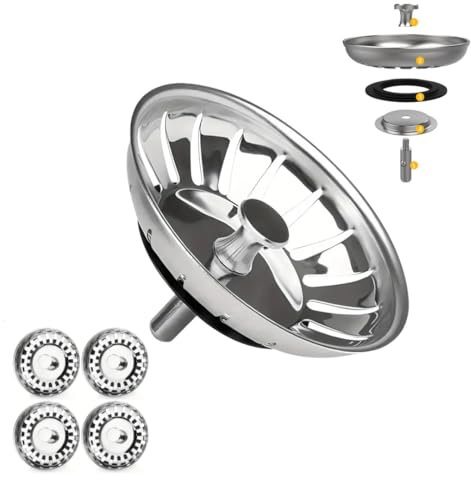 [4 UDS] Tapon Fregadero Cocina - Filtro de Rejilla para Fregaderos de 79-82mm - Tapón Desagüe Cocina con Diámetro de 80 mm - Filtro de Desagüe para Fregadero