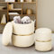 Hocker mit Stauraum Rund, Sitzhocker mit Stauraum, Runde Teddy Pouf in Gold, Sherpa Schminktisch Hocker, Fußhocker Weiß Ottomane mit Deckel Schminktisch Stuhl für Schlafzimmer Wohnzimmer 2er-Set