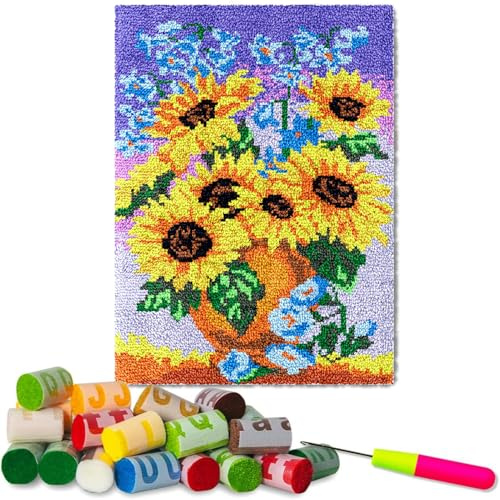 40 x 70 cm Latch Hook Kits for Adults DIY Rug Crochet Making Kits with Pre-Printed Canvas and Latch Hook Tool and Enough Yarn Latch Hook Rug Kits for Adult Rug Carpet Needlework for Home Decoration
