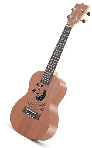 ukulele Kleine 23-Zoll-Ukulele-Gitarre Mit Sapeli-Platte Mit Geschnitztem Muster