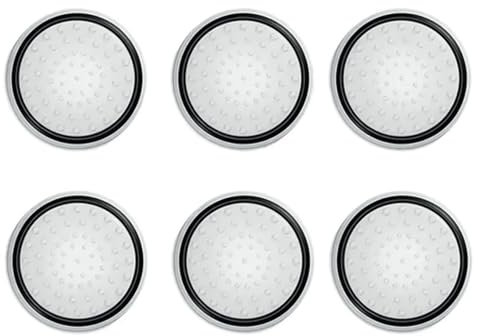 Tappi per joystick per controller Xbox One, Xbox Series X, PS4, PS5, in silicone antiscivolo, per una maggiore precisione e comfort, confezione da 6, colore: bianco con striscia nera
