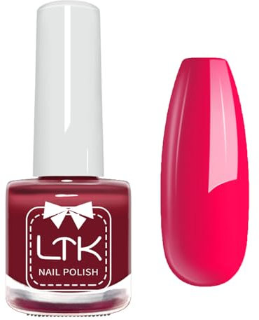 Rose Red Nail Polish - Hot Pink Nail Vanish - Long Lasting Nail Varnish Quick Dry Breathable Nail Polish - No Need UV Lamp Summer Chip Resistant Silky Smooth Nail Art Gifts for Women 7ML
