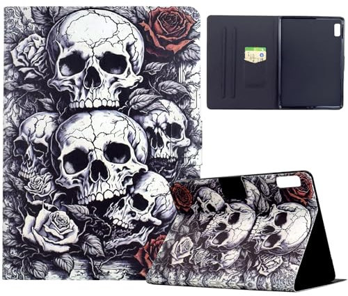 Mldjomid Custodia Compatibile con Lenovo Tab M9 9 (TB-310FU) PU Pelle Flip Tablet Protezione Cover con Auto Svegliati/Sonno Tablet Case Compatibile per Lenovo Tab M9 9 2023- Ossa Bianche e Nere