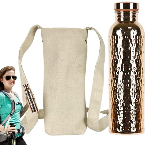 Bouteille D'eau En Cuivre - Bouteille Isolée À L'épreuve Des Fuites | Conteneur De Boisson Portable, Ballon Adapté Aux Voyages, Cruche En Métal De 27 Oz Avec Rétention De Température, Tasse D'hydratat