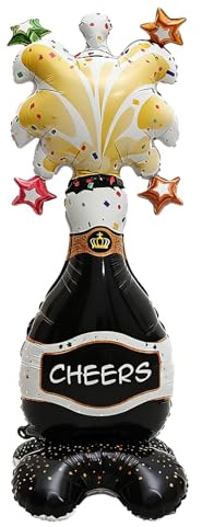 Fesnova 4D Champagner Flaschen Ballon Dekoration,Bier Deko 127cm Höhe,Folienballon Schwarz mit Sterne,für Party Feier Deko,Ggeburtstagsdeko Mann,Geburtstag