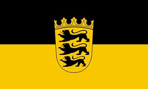 Baden-Württemberg Flagge 90x150 cm – Premium Bootsflagge/Profiqualität – 110 g/m² Polyester Schiffsflaggenqualität – wetterfest & UV-beständig – mit seitlichen Karabinern –