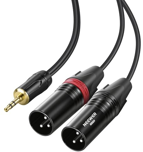 NEEWER 3.5mm 1/8 Inch TRS AUX to Dual XLR Breakout Cable, 10ft Male to Male Audio Cord Adapter Connector for Phone Tablet Laptop Voice Recorder MP3 Player Mixer Speaker Studio Monitor PA System, MS024