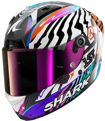 SHARK, Integraler Motorradhelm AERON SPEED-FANCY Carbon White Orange DWO, S