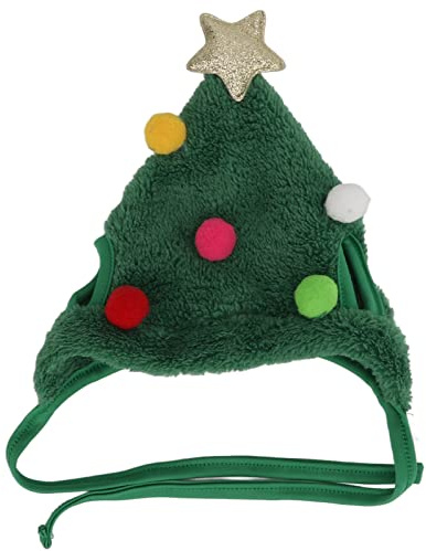 Weihnachts-Haustiermütze, verstellbar, niedliche Kopfbedeckung für Hunde und Katzen, festliches Urlaubskostüm-Zubehör für Weihnachtsfeiern, Haustier-Nikolausmütze, (Grün)