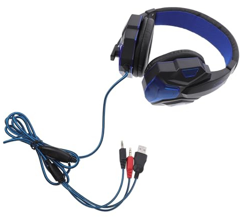 GAROZATION Casque PC Gamer Micro Bruit, Contrôle du Volume Rotatif, Microphone Muet, Matériau Abs Solide, Design Multi-Points pour Confort Prolongé