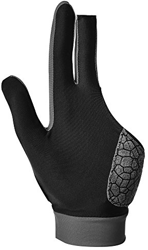 Handschuhe für Herren und Damen, elastisch, Lycra, 3 Finger, Show-Handschuhe für Billard-Shooter, Carom, Pool, Snooker, Queue, Sport, für die rechte oder linke Hand (links/Silikagel, Grau, M)
