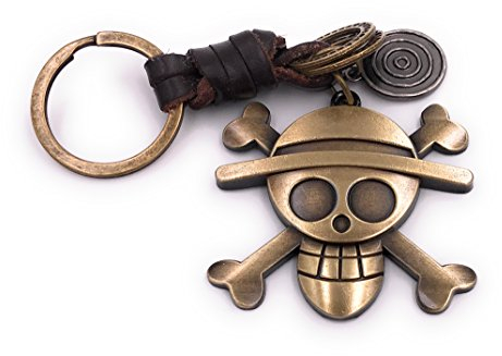 H-Customs Totenkopf Pirat Schlüsselanhänger besonderer Anhänger aus Metall Bronze