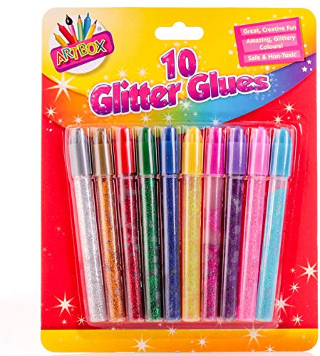10Pc Glitter Glue Pen Tubes Safe & Non Toxic Kids Arts & Crafts Stationery