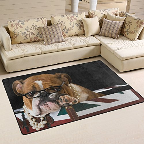 Use7 Teppich mit englischer Bulldogge, Britische Flagge, rutschfest, Fußmatte, Wohnzimmer, Schlafzimmer, 50 x 80 cm