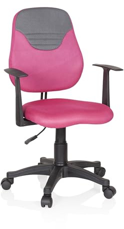 hjh OFFICE 670937 Kinder- und Jugenddrehstuhl KIDDY Style Stoff Pink/Grau Drehstuhl mitwachsend