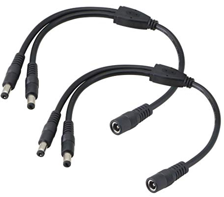 CERRXIAN 5.5/2.1MM 12V DC Power Splitter Cable 1 Female to 2 Male Connectors CCTV DC Power Splitter 1 Female to 2 Male Splitter Cable(0.3M)