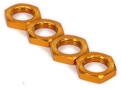 KEEDA 4PCS M17 17mm Aluminum Alloy RC Wheel Hex Hub Nut Thread 1.0mm for 1/8 RC Model Car HSP Redcat Himoto Parts(Gold)