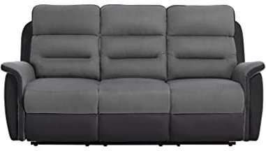 LOUNGITUDE Loungity Sofa, Stoff, Grau/Schwarz, Dreisitzer