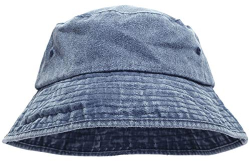 KYEYGWO Baumwolle Fischerhüte für Damen und Herren, Einstellbare Eimer Hut Sonnenhut Freizeit Outdoor-Hut Einfarbig Sommerhut Schlapphut für Sandstrand Biwakieren, Blau