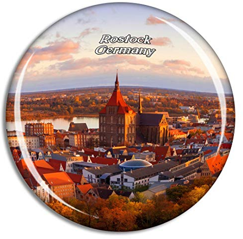 Weekino Rostock Skyline Deutschland Kühlschrankmagnet 3D Kristallglas Touristische Stadtreise Souvenir Collection Geschenk Starker Kühlschrank Aufkleber