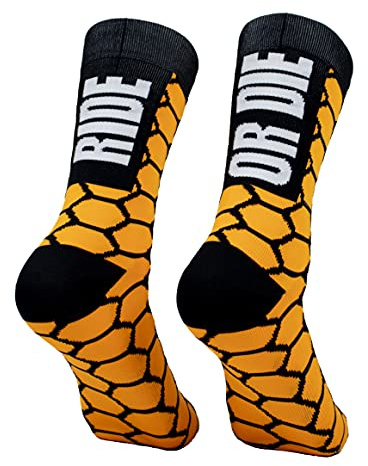 PERRO LOCO CLOTHES Calzini compressivi per ciclismo, con rinforzo sulla punta, Edizione limitata. (IT, Numero, 43, 45, Regular, Regular, Arancia)