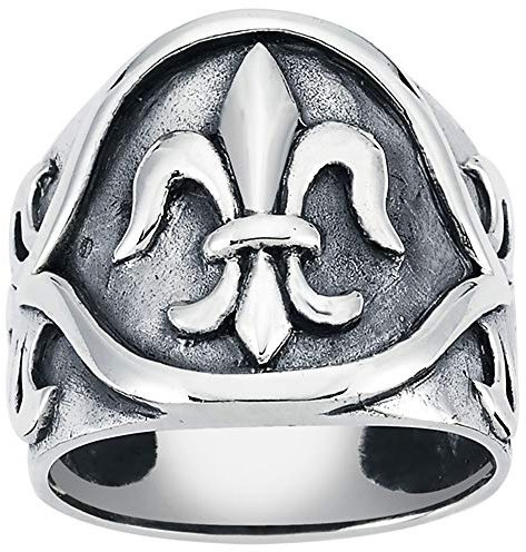 Vinani Ring Fleur de Lis Lilie geschwärzt glänzend massiv 925 Sterling Silber Blume Ritter Größe 64 (20.4) 2RTL64