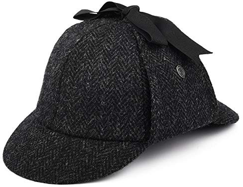 Jaxon & James Sherlock Holmes Harris Tweed Deerstalker Hut - Schwarz-Anthrazit