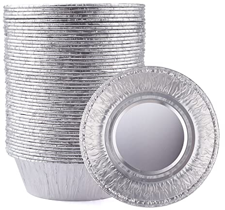 LOYUDEQIU 10.8cm Pie Dish Aluminum Foil Mini Pie Pans 50Pcs - Disposable Foil Pie Dishes Small Pie Tins Pot Pie Tins for Bakeries, Cafes, Restaurants - Durable Mini Tart Pans