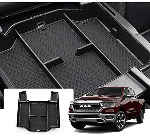 GAFAT Der Neue D odge RAM 1500 2019-2022 Mittelkonsole Aufbewahrungsbox Armlehne Organizer Tray Mittelarmlehne Handschuhfach (Schwarz)