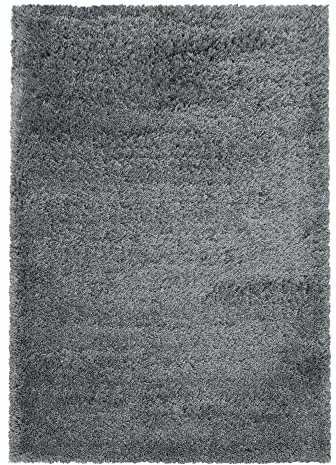 Giantore Teppich 140 x 200 cm Hellgrau 50 mm Hochflor/Flauschiger Teppich aus hochwertigem Polypropylen/Teppich flauschig als Schlafzimmer, Kinderzimmer oder Wohnzimmerteppich