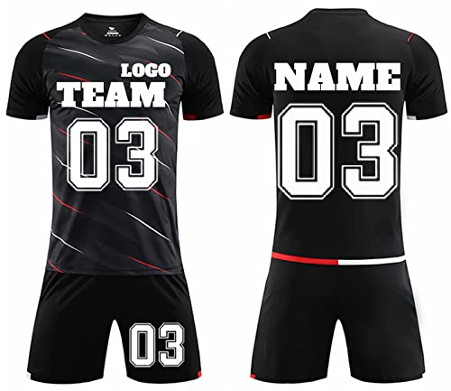LJYTMZ Personifizieren Fussball Trikot Kinder Erwachsene Hemd & Kurze Set Benutzerdefiniert Trikot Jeder Name Nummer Team Logo fußball Geschenke für Jungs