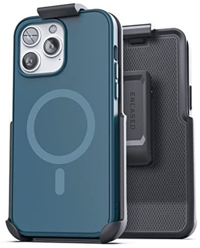Encased MAG SlimShield Designed for iPhone 14 Pro Max Belt Case with Holster Clip - Compatible with MagSafe (Blue)