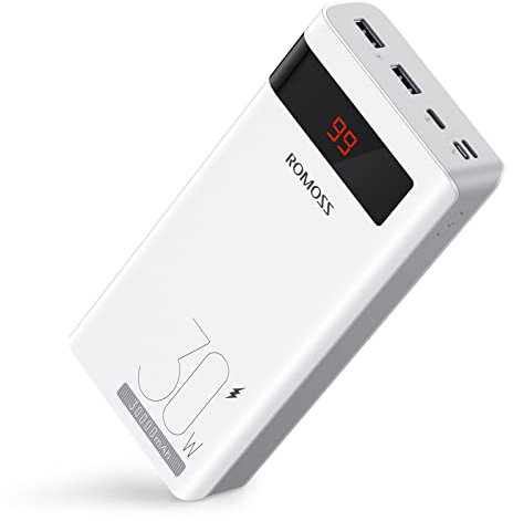 ROMOSS Sense 8PS Pro 30000mAh Banco de energia de bateria Externa, admite Carga rapida 30W, Modelo 2023 ano, Pantalla Digital LED, Carga de Alta Velocidad para Smartphones y Tablets