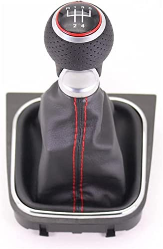KABELIF pomo de la Palanca de Cambios del Coche para V&olkswagen G&olf 5 MK5 R32 GTD GTI 2004-2009 -Red_5_Speed 5 6 Speed Car Shift Palanca Horizontal Shift Knob Accesorios (Color : Red 5 Speed)