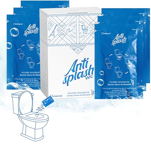 Fulgurant natural Antisplash WC, Poudre Moussante, Anti Odeurs, Anti Traces, Parfum Savon de Marseille, 6 sachets,37gr