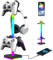 WADEO Smart Headphone Stand, Controller Holder with Light Modes, RGB Headset Stand & Controller Stand with 2 USB & Type-C Ports, Sync with Music, Gaming Accessories for Desk