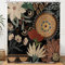Hnmdmyi Duschvorhang Schwarz Boho Blumen 180x180, Vintage Abstrakt Bohème Blume Botanisch Badewanne Vorhang Mid Century Modern Ästhetisch Retro Wasserdicht Polyester Stoff Waschbar Badevorhang
